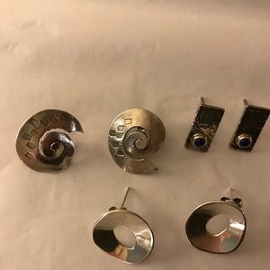 Lot 3 Modern Sterling Silver Earrings Artist Signed
